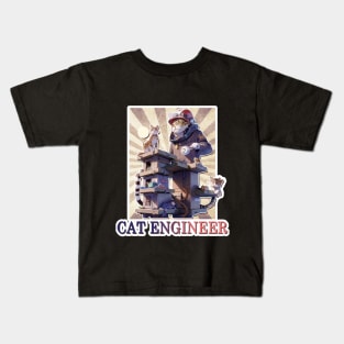 Cat Engineer Kids T-Shirt